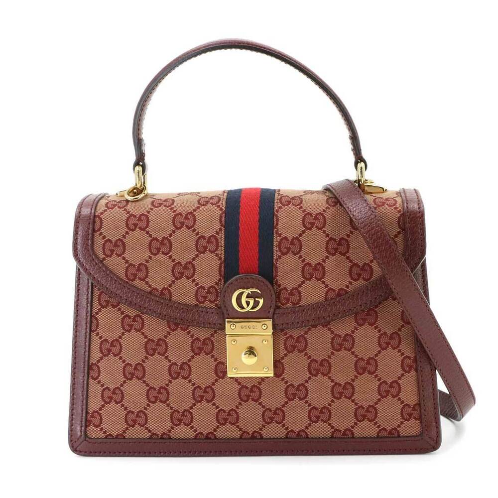 Gucci Ophidia Medium 2-way Hand/Shoulder Handbag, GG Canvas & Leather, Red, 6...